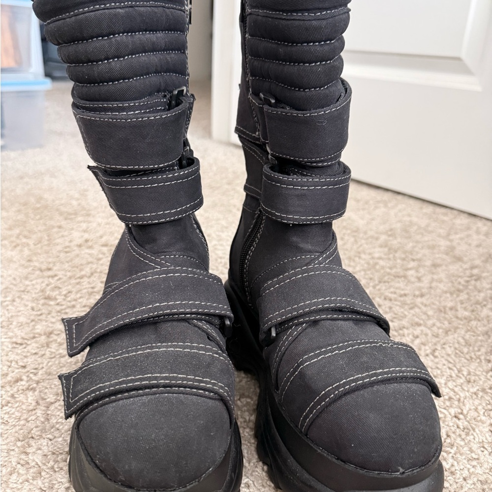 One-of-a-kind hand dyed canvas post apocalyptic boots - Dolls Kill
